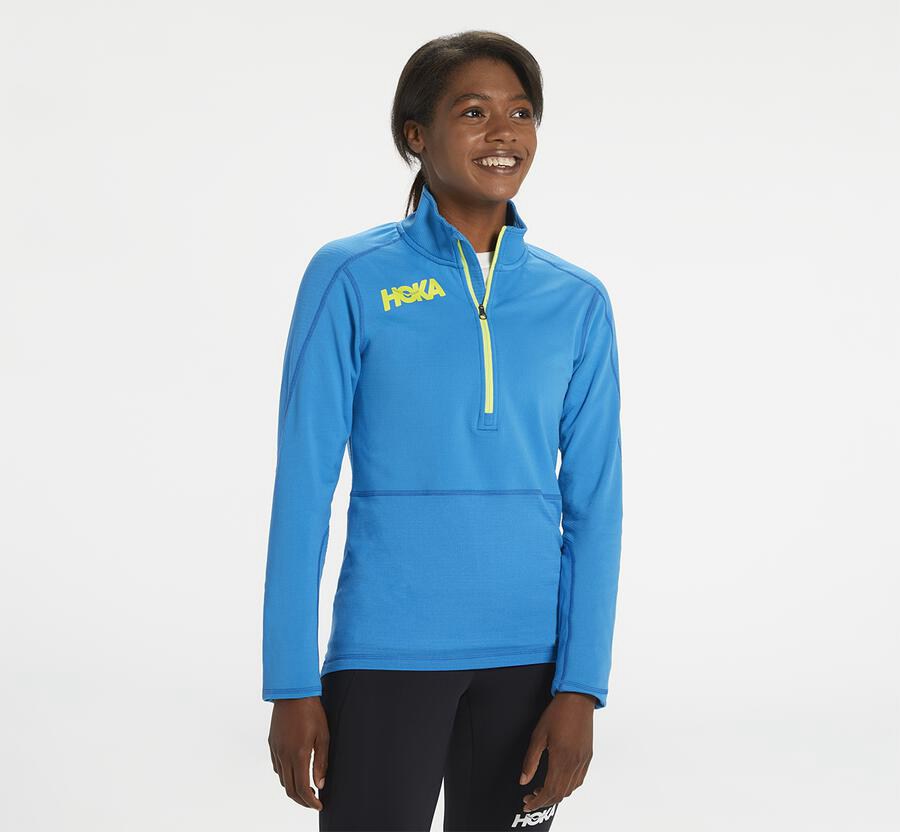 Tops Womens - Hoka One One 1/2 Zip Midlayer - Blue - NDRCLIF-65